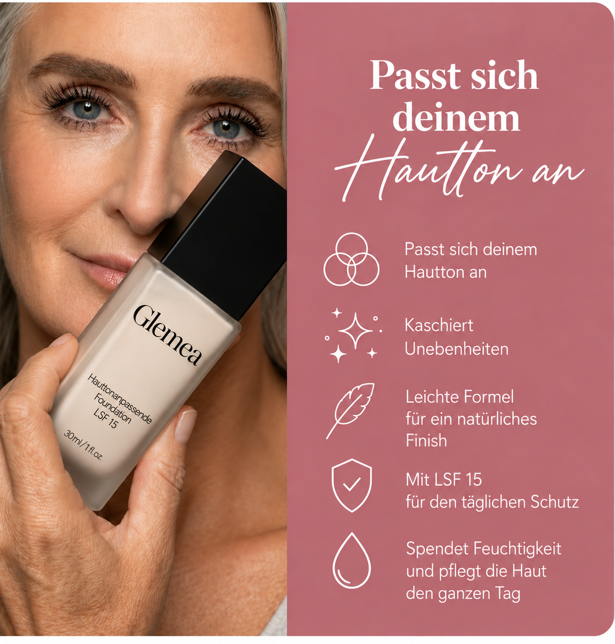 Hauttonanpassende Foundation Glemea